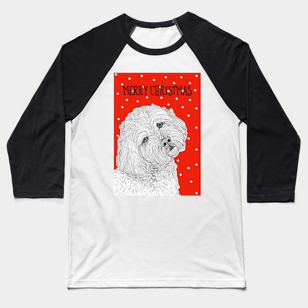 Cockapoo Christmas Greeting Baseball T-Shirt by AdamRegester